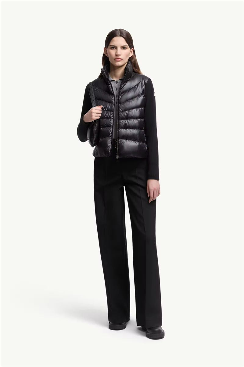 Padded wool zip-up cardigan-MONCLER-Verso