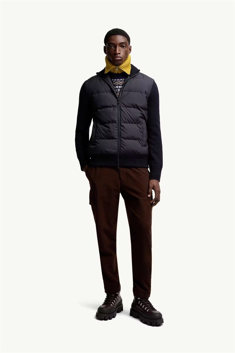 Padded wool zip-up cardigan-MONCLER-Verso