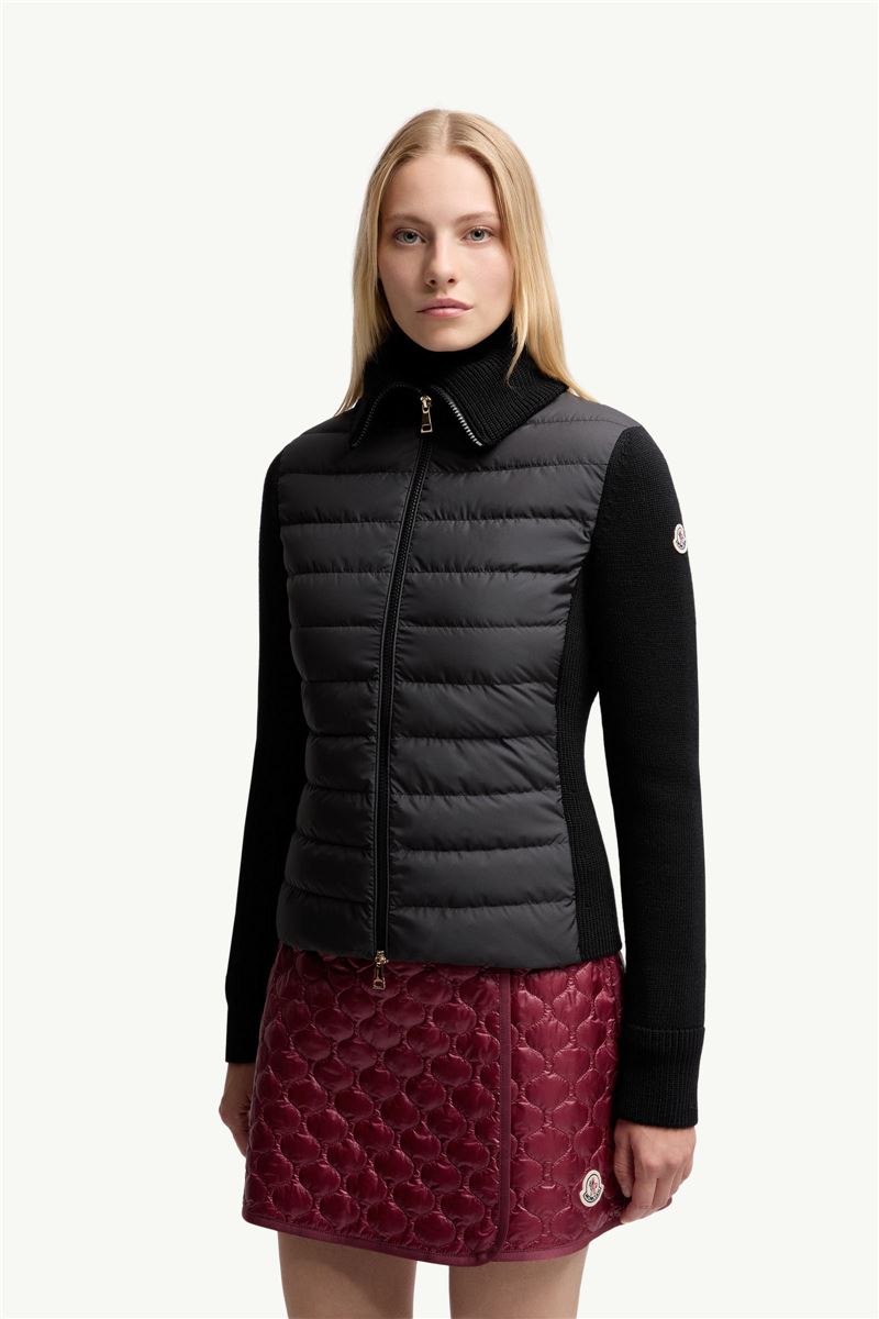 PADDED WOOL ZIP-UP CARDIGAN-MONCLER-Verso