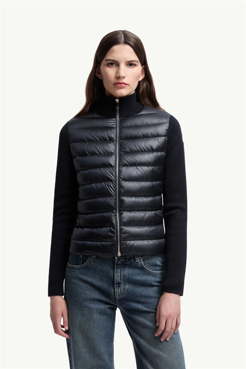 PADDED WOOL ZIP-UP CARDIGAN-MONCLER-Verso