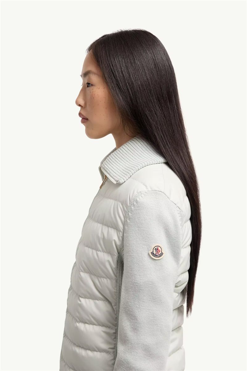 Padded wool zip-up cardigan-MONCLER-Verso