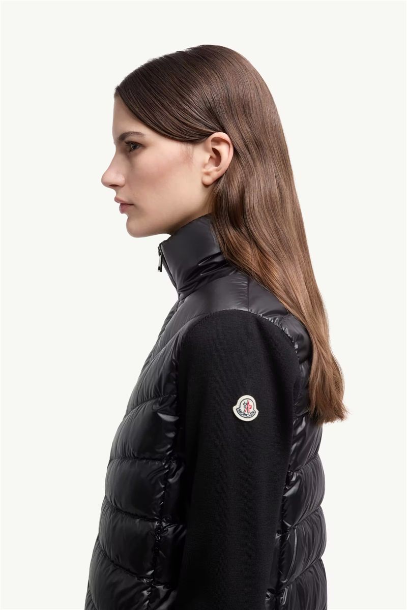 Padded wool zip-up cardigan-MONCLER-Verso
