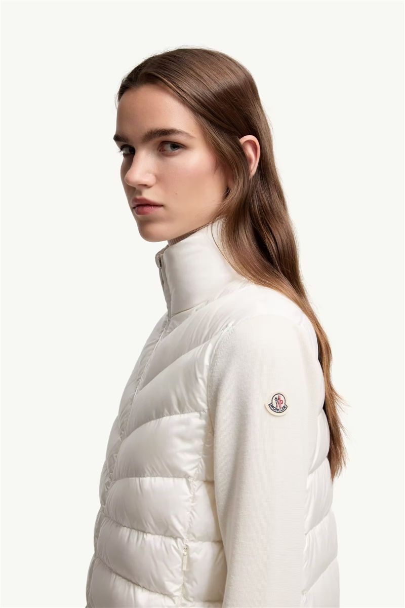 Padded wool zip-up cardigan-MONCLER-Verso