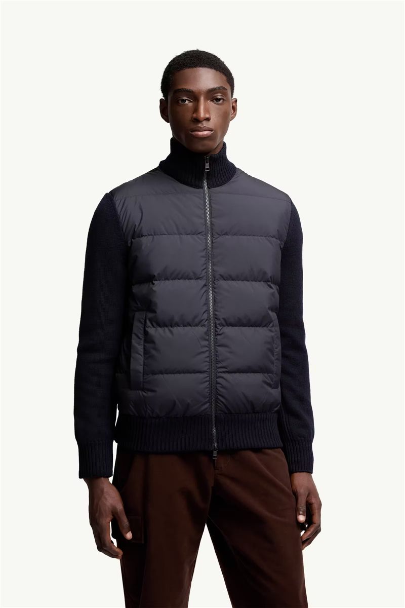 Padded wool zip-up cardigan-MONCLER-Verso