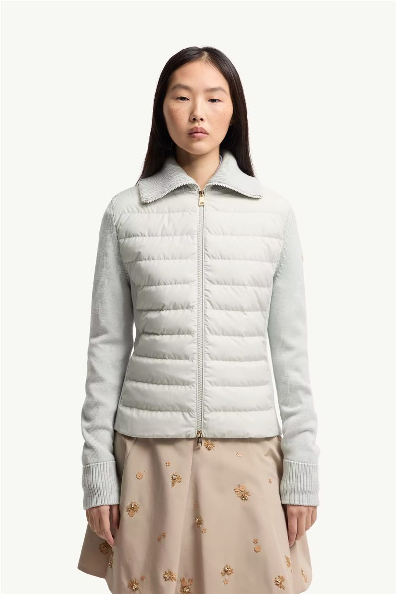 Padded wool zip-up cardigan-MONCLER-Verso