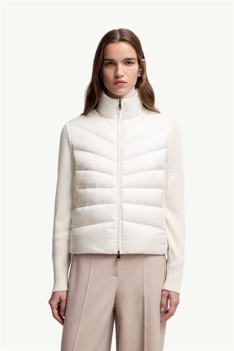 Padded wool zip-up cardigan-MONCLER-Verso