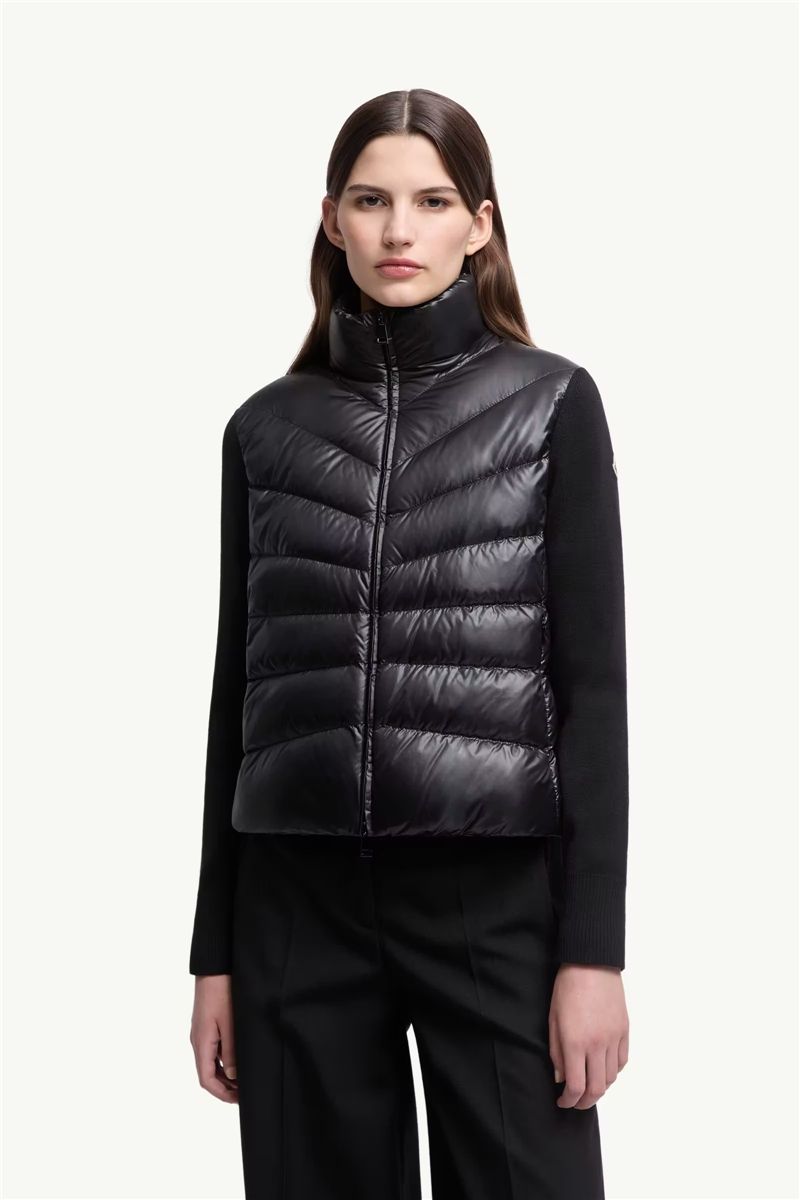 Padded wool zip-up cardigan-MONCLER-Verso