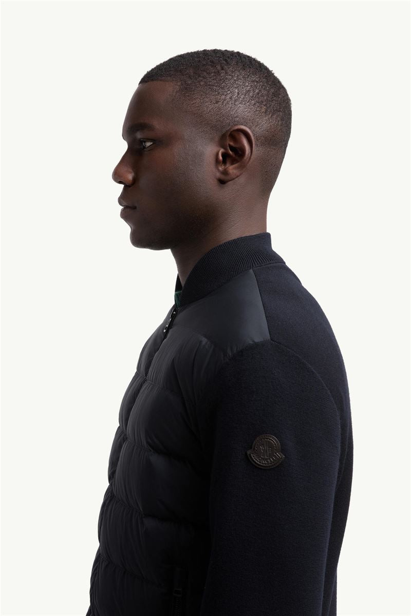 padded wool zip-up cardigan-MONCLER-Verso