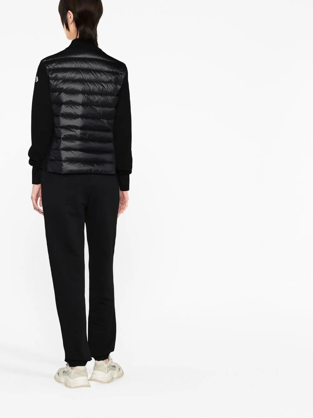 Padded wool zip-up cardigan