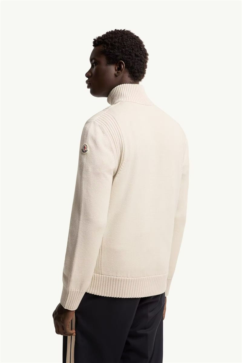 Padded wool zip-up cardigan-MONCLER-Verso