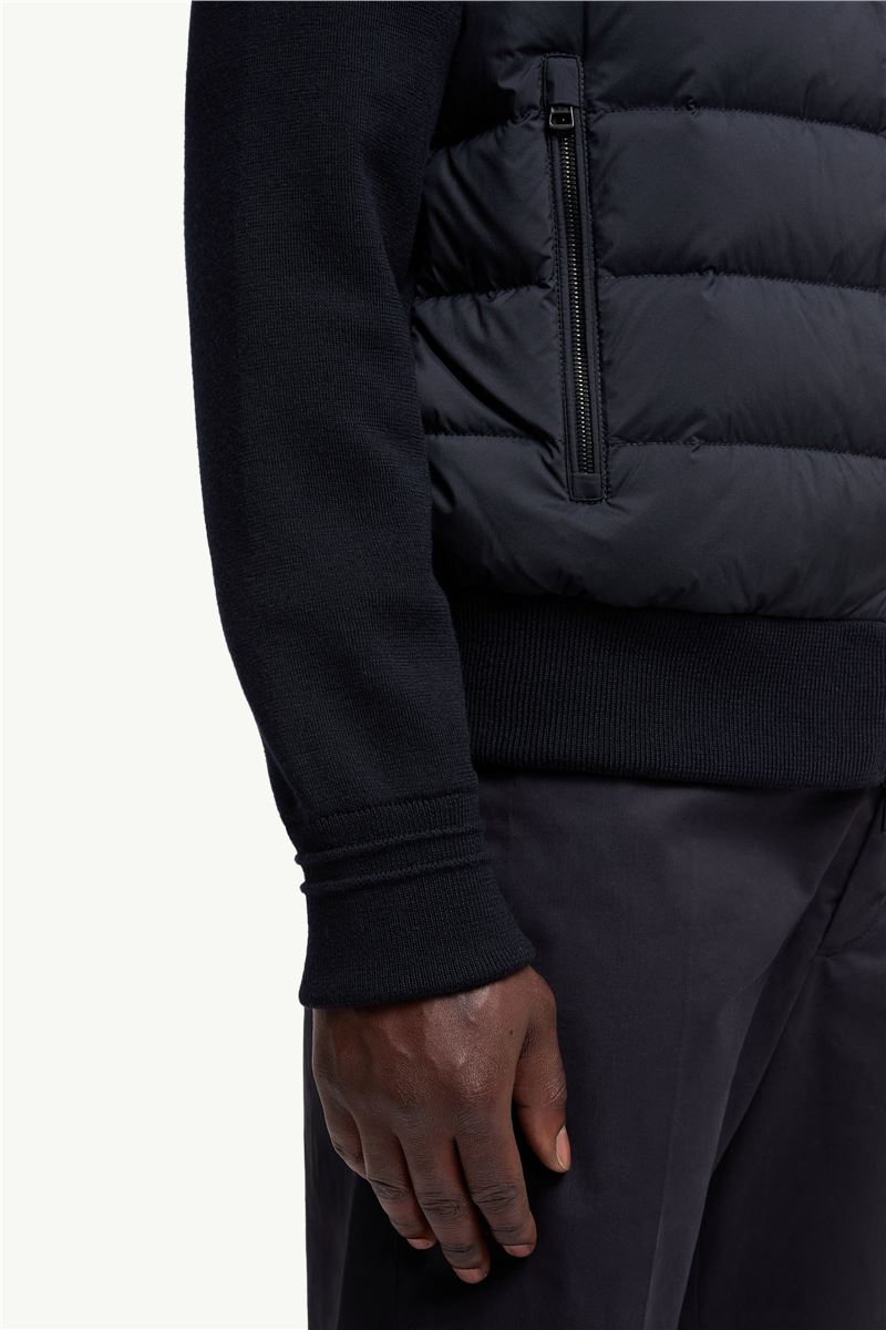 padded wool zip-up cardigan-MONCLER-Verso
