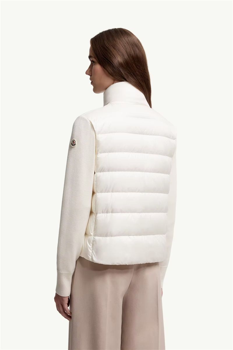 Padded wool zip-up cardigan-MONCLER-Verso