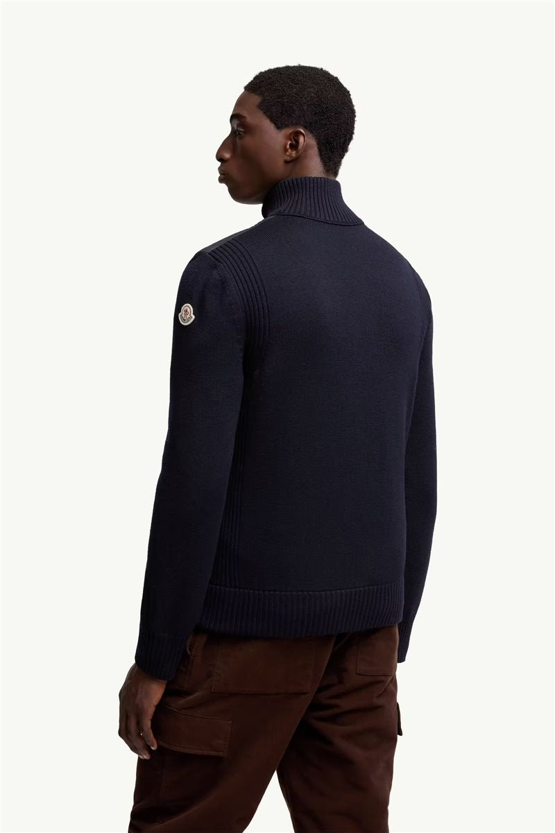 Padded wool zip-up cardigan-MONCLER-Verso