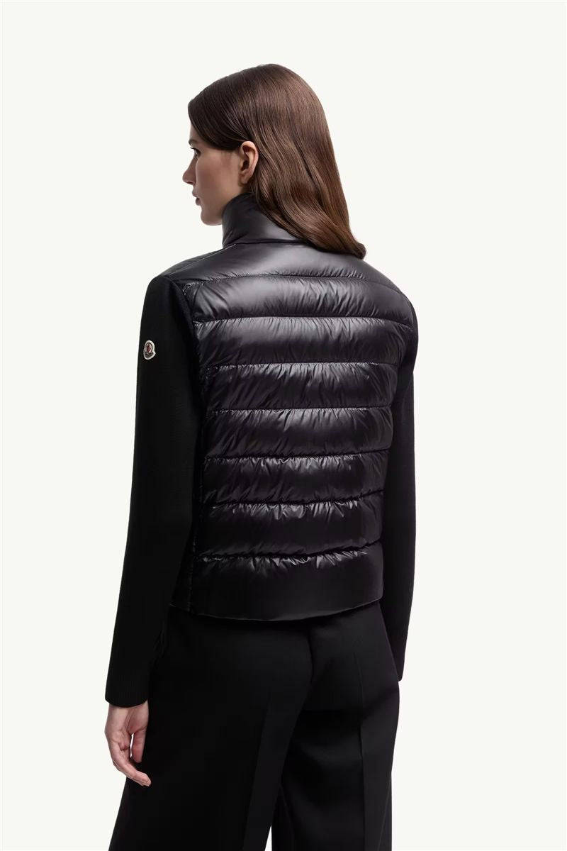 Padded wool zip-up cardigan-MONCLER-Verso