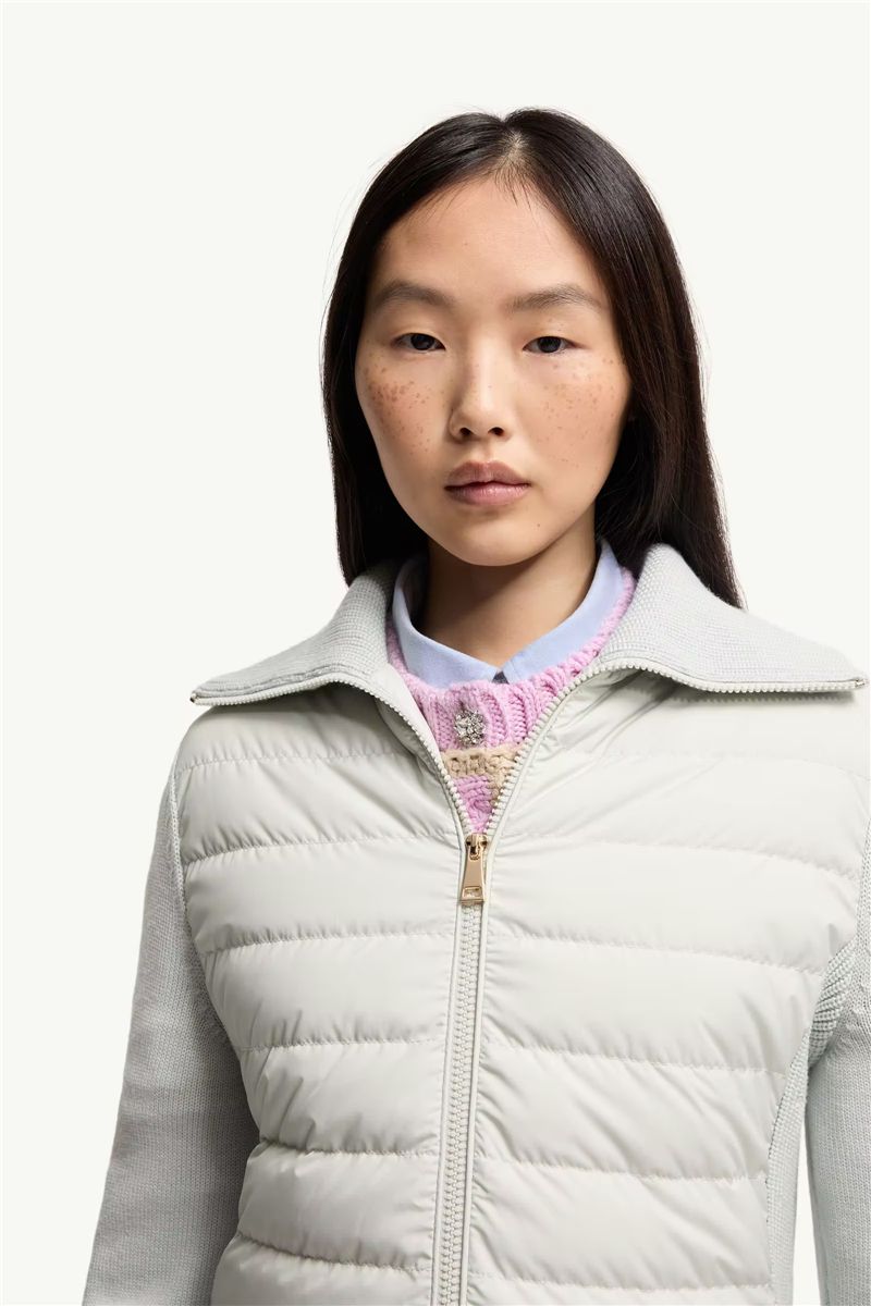 Padded wool zip-up cardigan-MONCLER-Verso