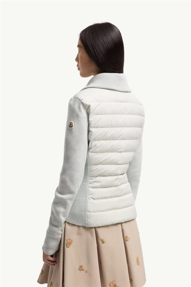 Padded wool zip-up cardigan-MONCLER-Verso