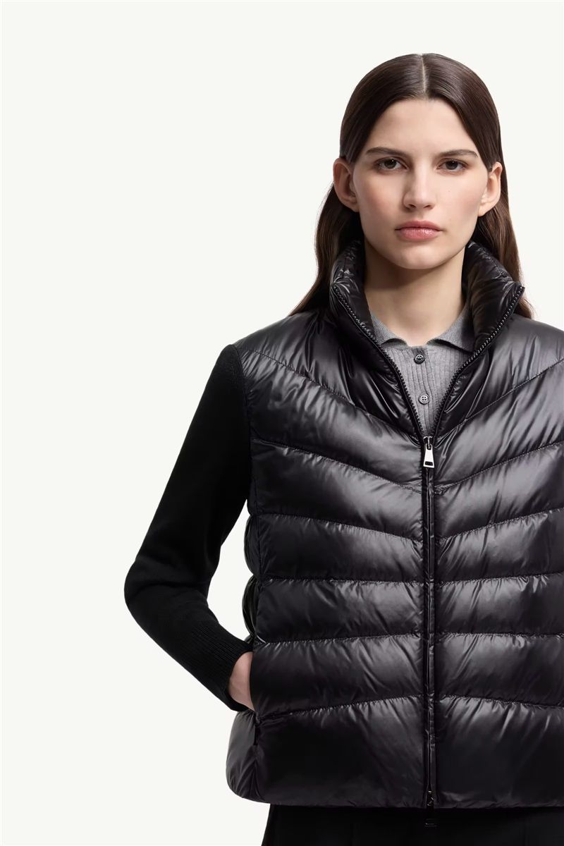 Padded wool zip-up cardigan-MONCLER-Verso