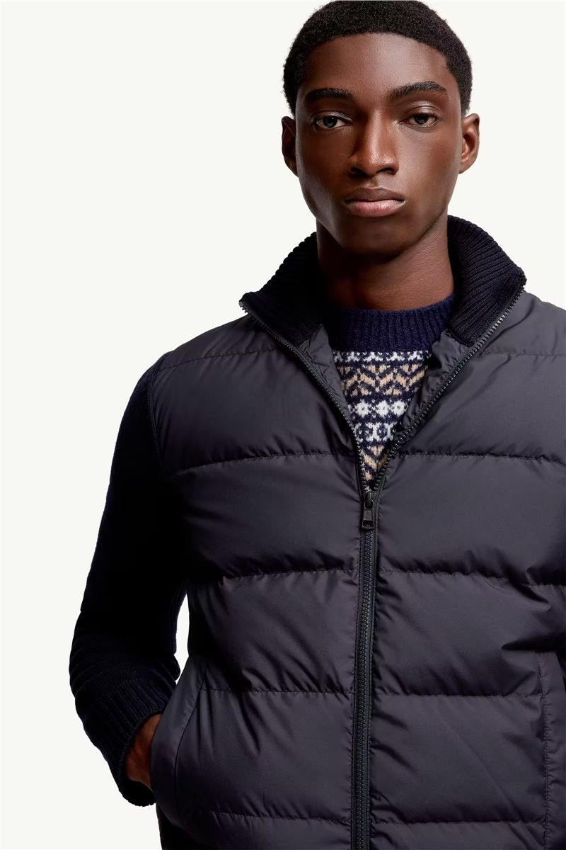 Padded wool zip-up cardigan-MONCLER-Verso
