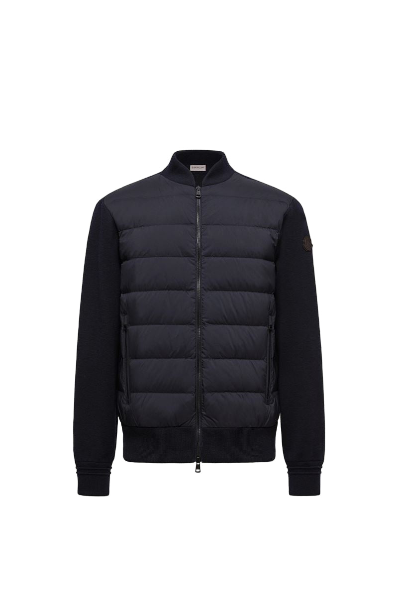 padded wool zip-up cardigan-MONCLER-Verso