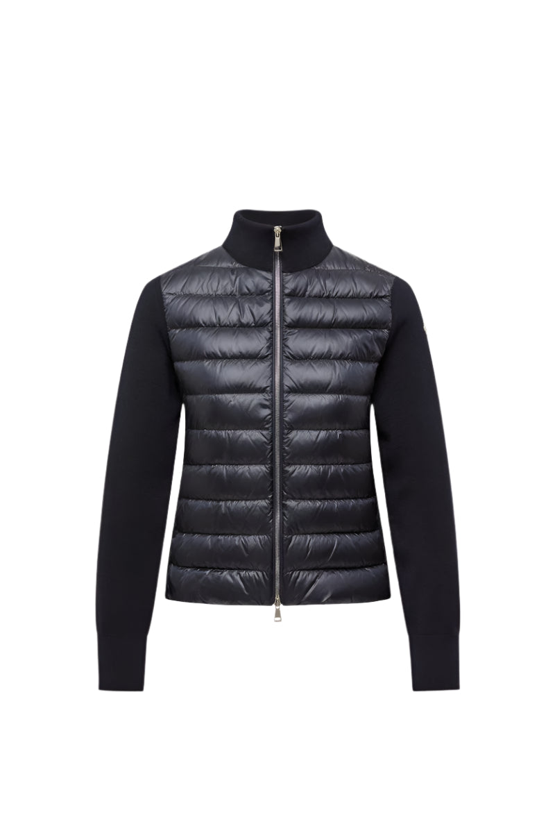 PADDED WOOL ZIP-UP CARDIGAN-MONCLER-Verso