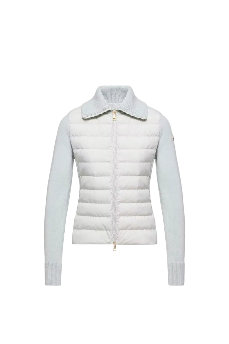 Padded wool zip-up cardigan-MONCLER-Verso