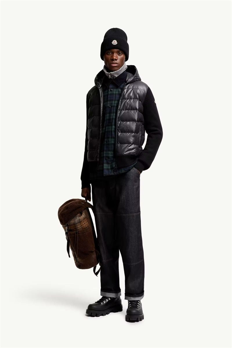 Padded wool zip-up hoodie-MONCLER-Verso