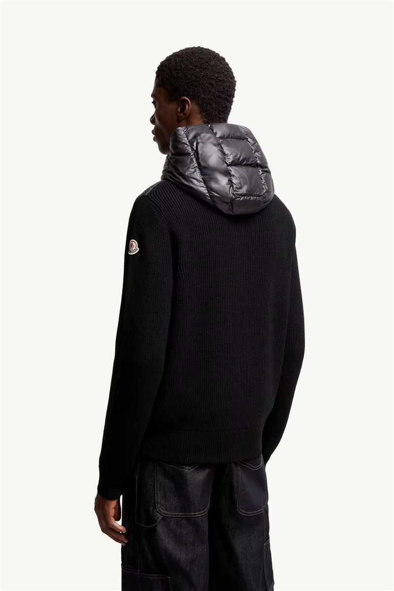 Padded wool zip-up hoodie-MONCLER-Verso
