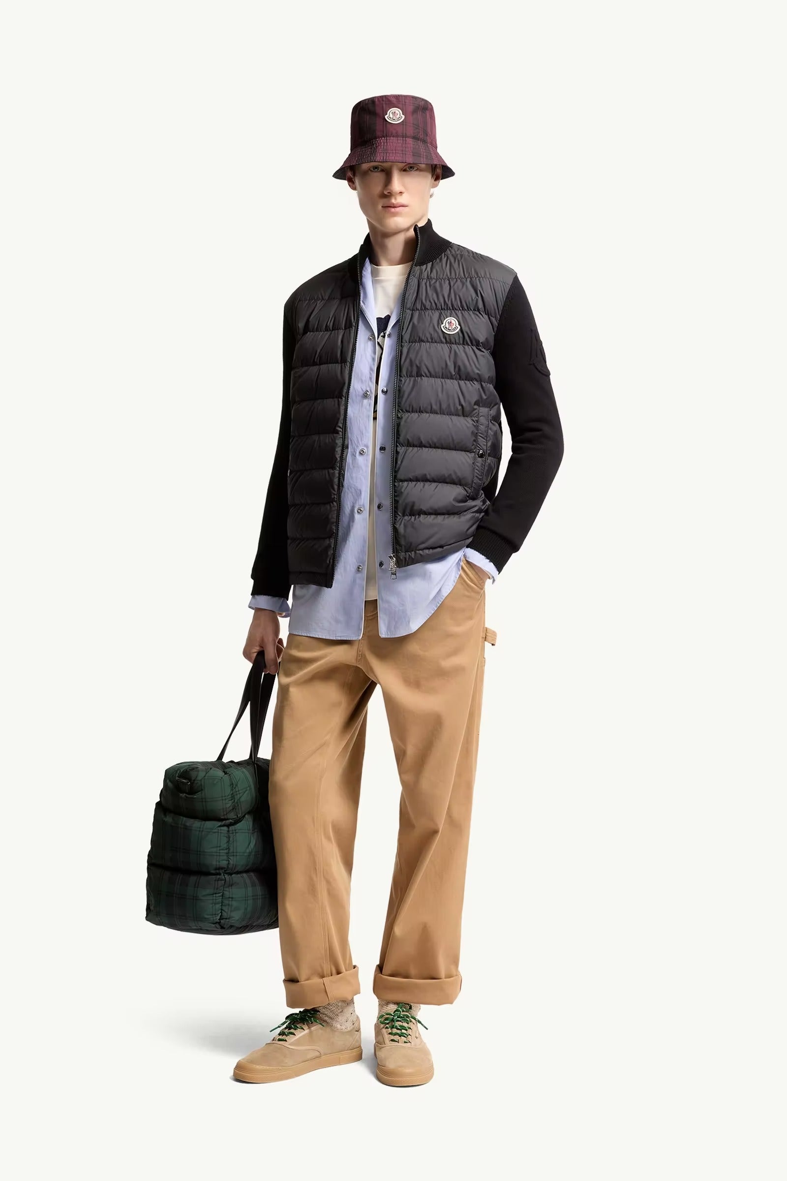Padded zip-up cotton cardigan-MONCLER-Verso
