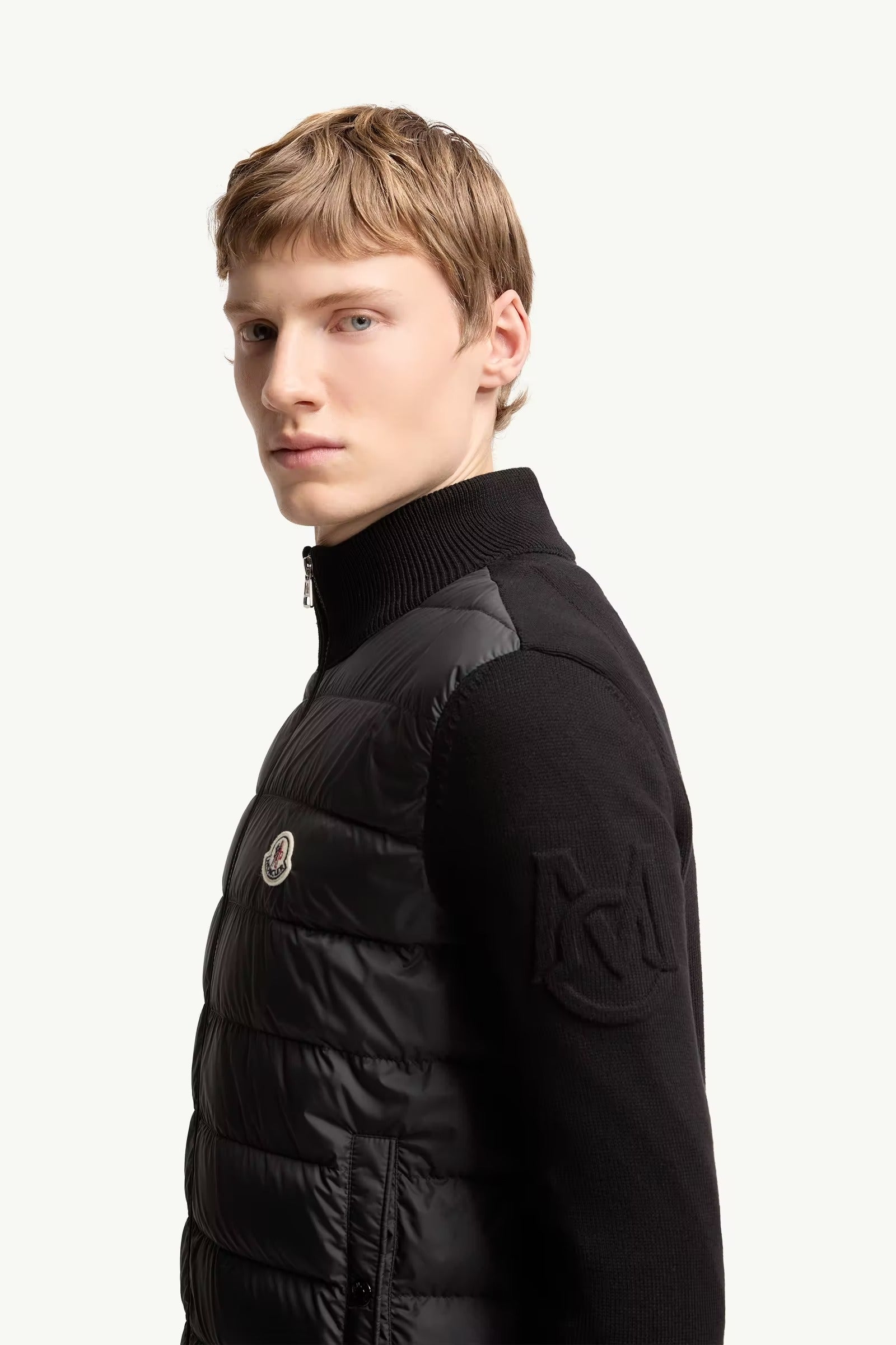 Padded zip-up cotton cardigan-MONCLER-Verso