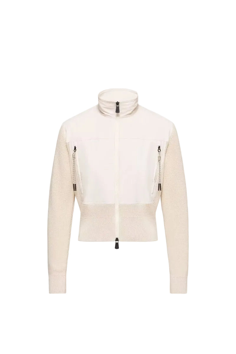 Padded zip-up cotton cardigan-MONCLER-Verso