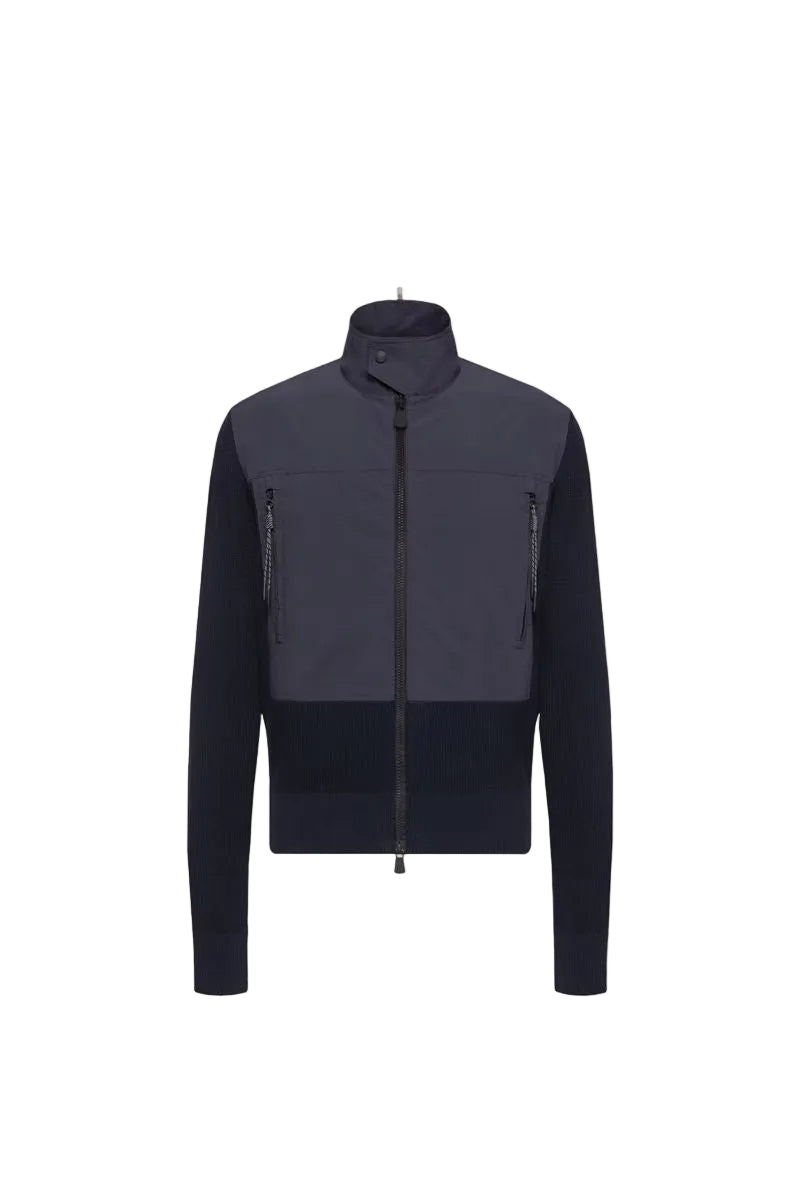 Padded zip-up cotton cardigan-MONCLER-Verso