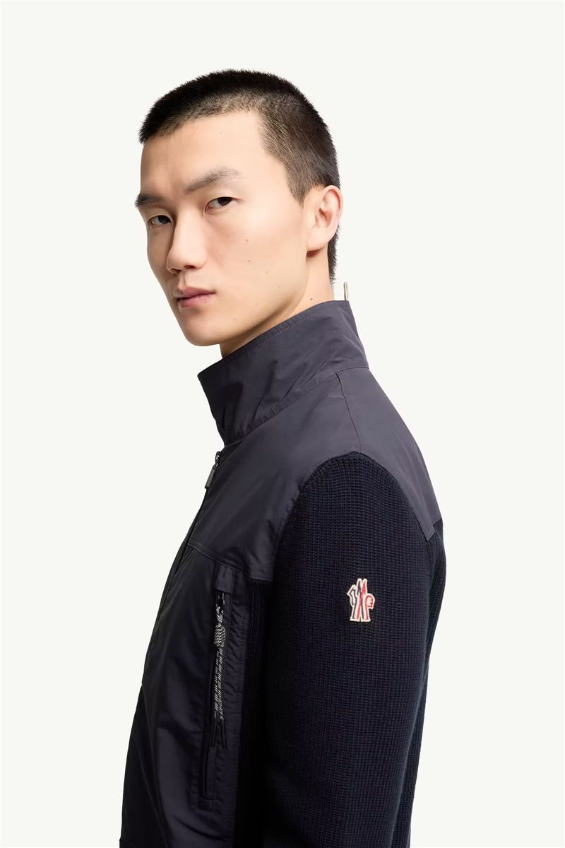 Padded zip-up cotton cardigan-MONCLER-Verso