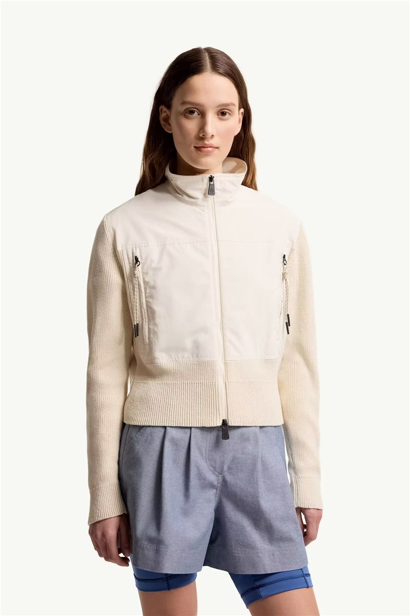 Padded zip-up cotton cardigan-MONCLER-Verso