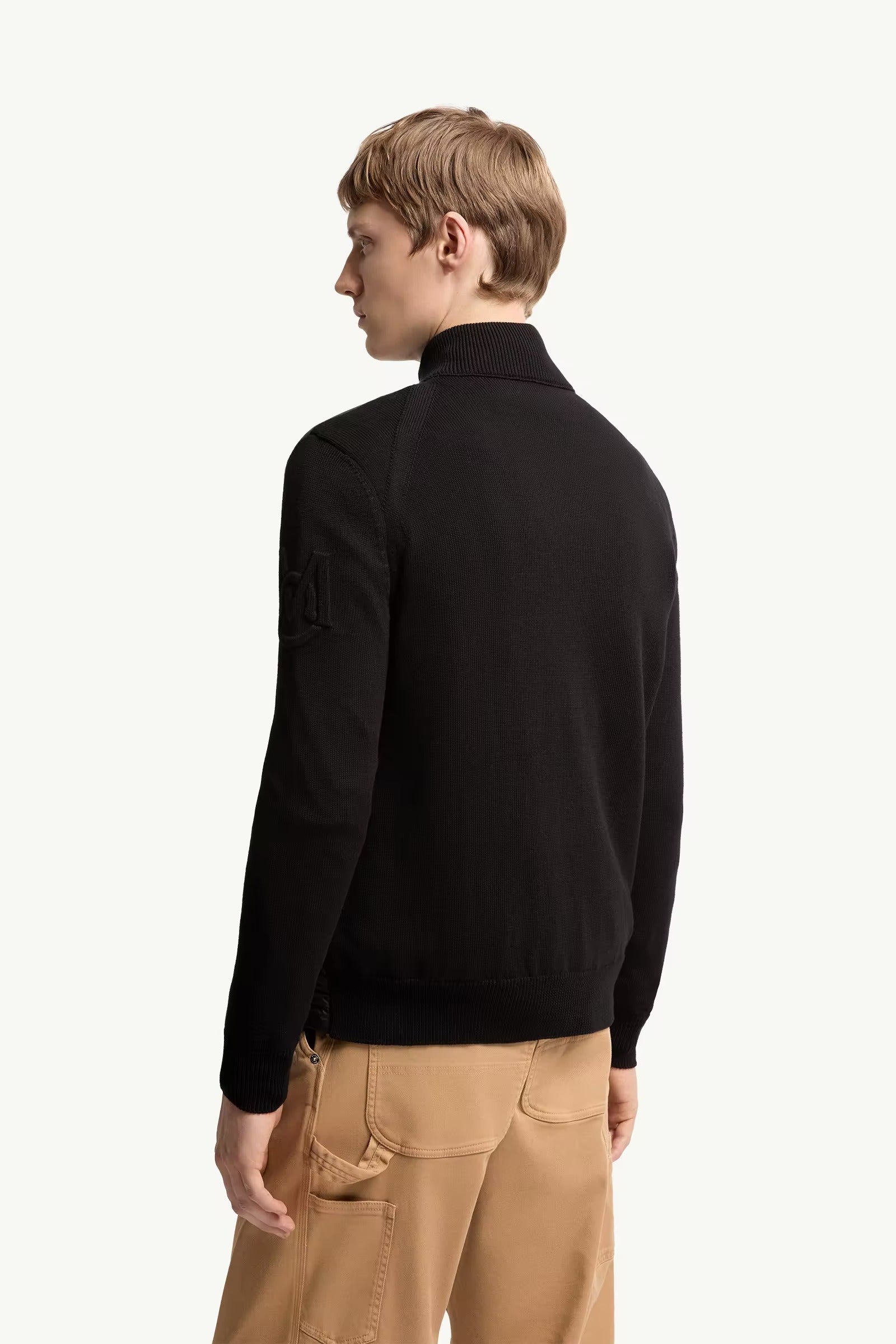 Padded zip-up cotton cardigan-MONCLER-Verso