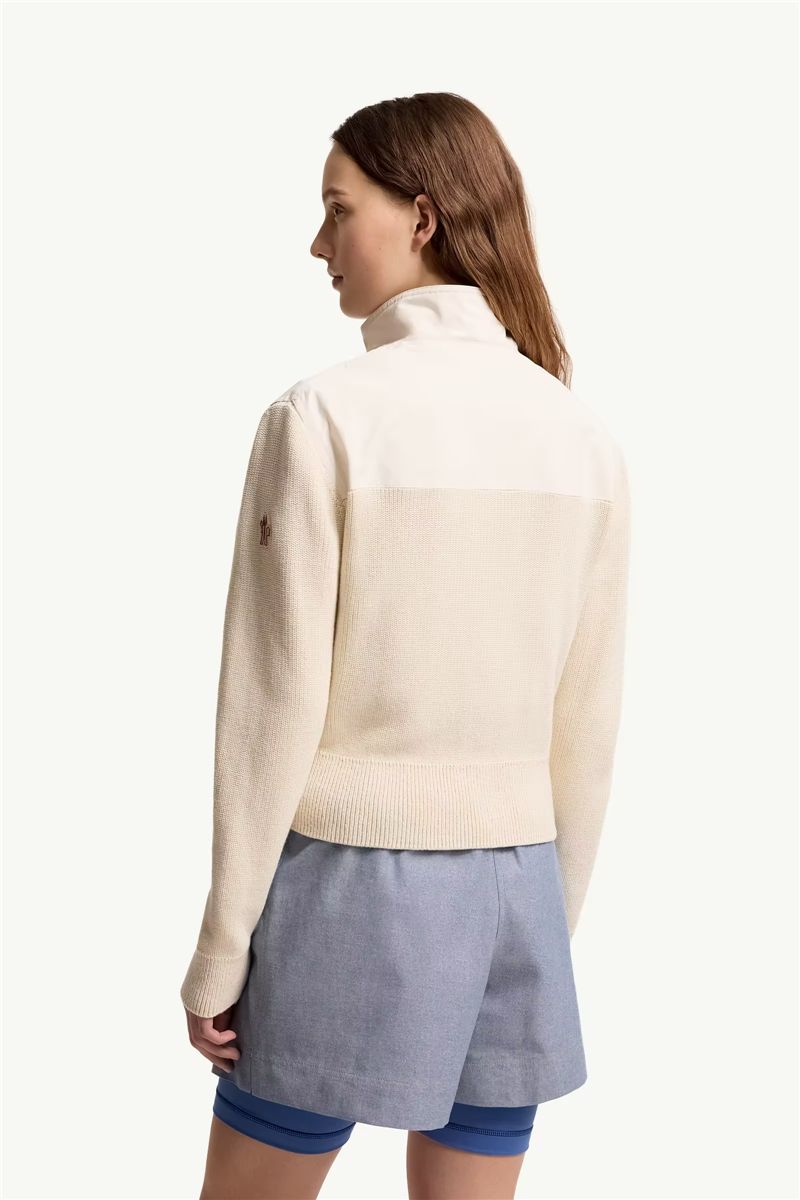 Padded zip-up cotton cardigan-MONCLER-Verso