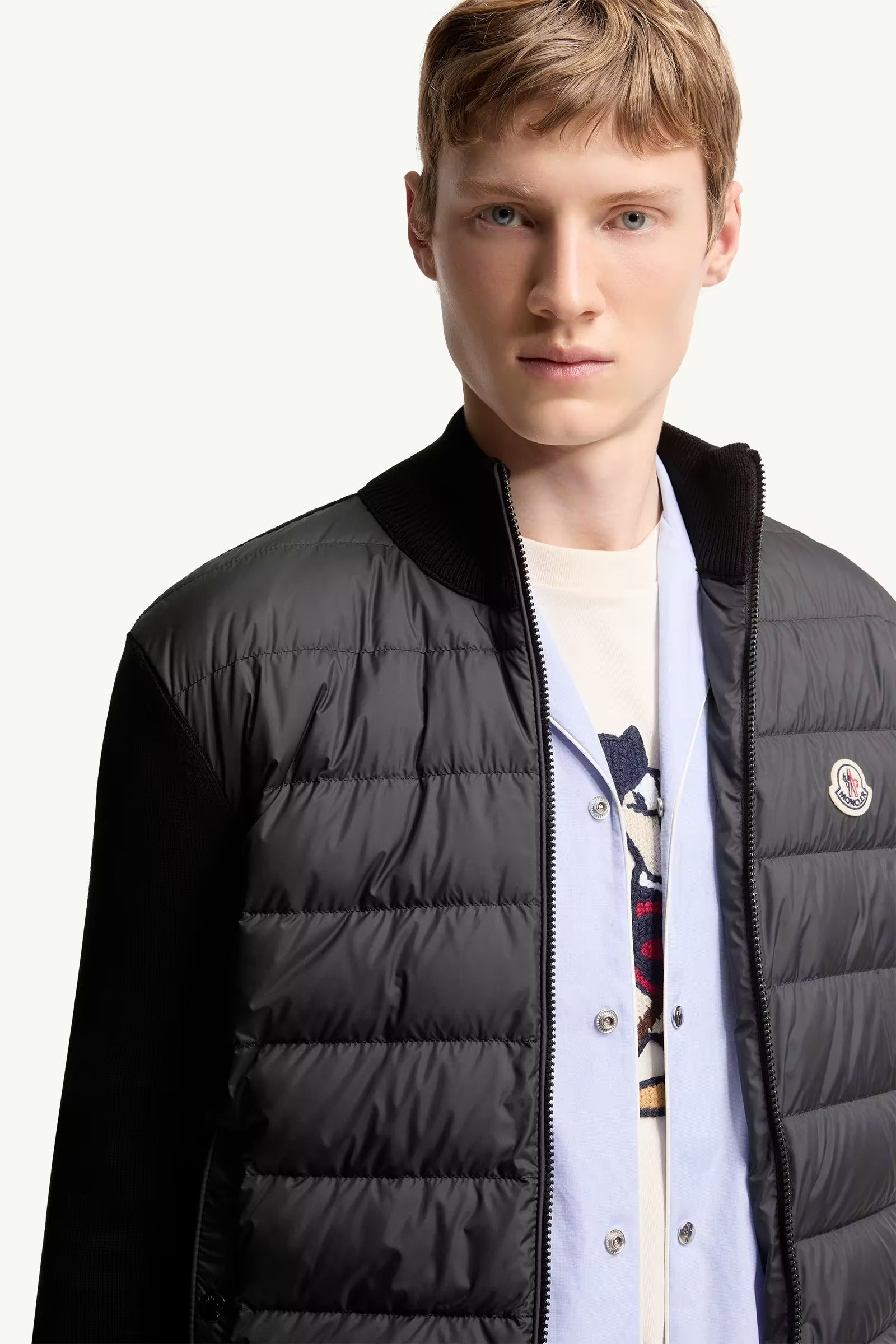 Padded zip-up cotton cardigan-MONCLER-Verso