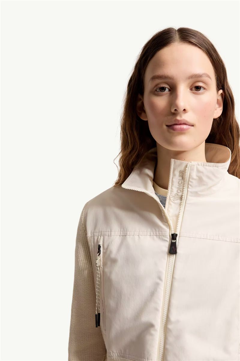 Padded zip-up cotton cardigan-MONCLER-Verso