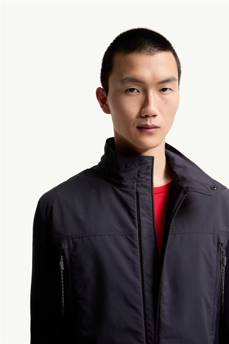 Padded zip-up cotton cardigan-MONCLER-Verso