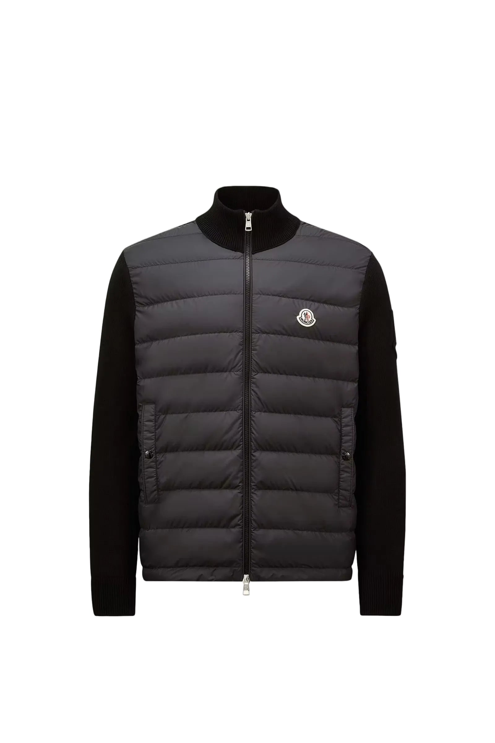 Padded zip-up cotton cardigan-MONCLER-Verso