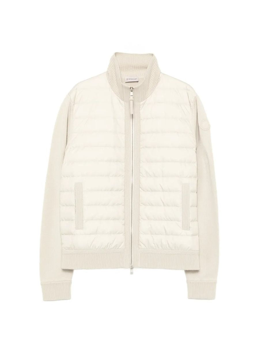 Padded zip-up wool cardigan-MONCLER-Verso