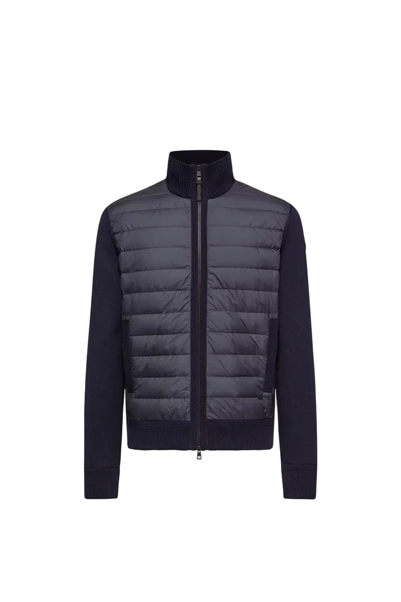 Padded zip-up wool cardigan-MONCLER-Verso
