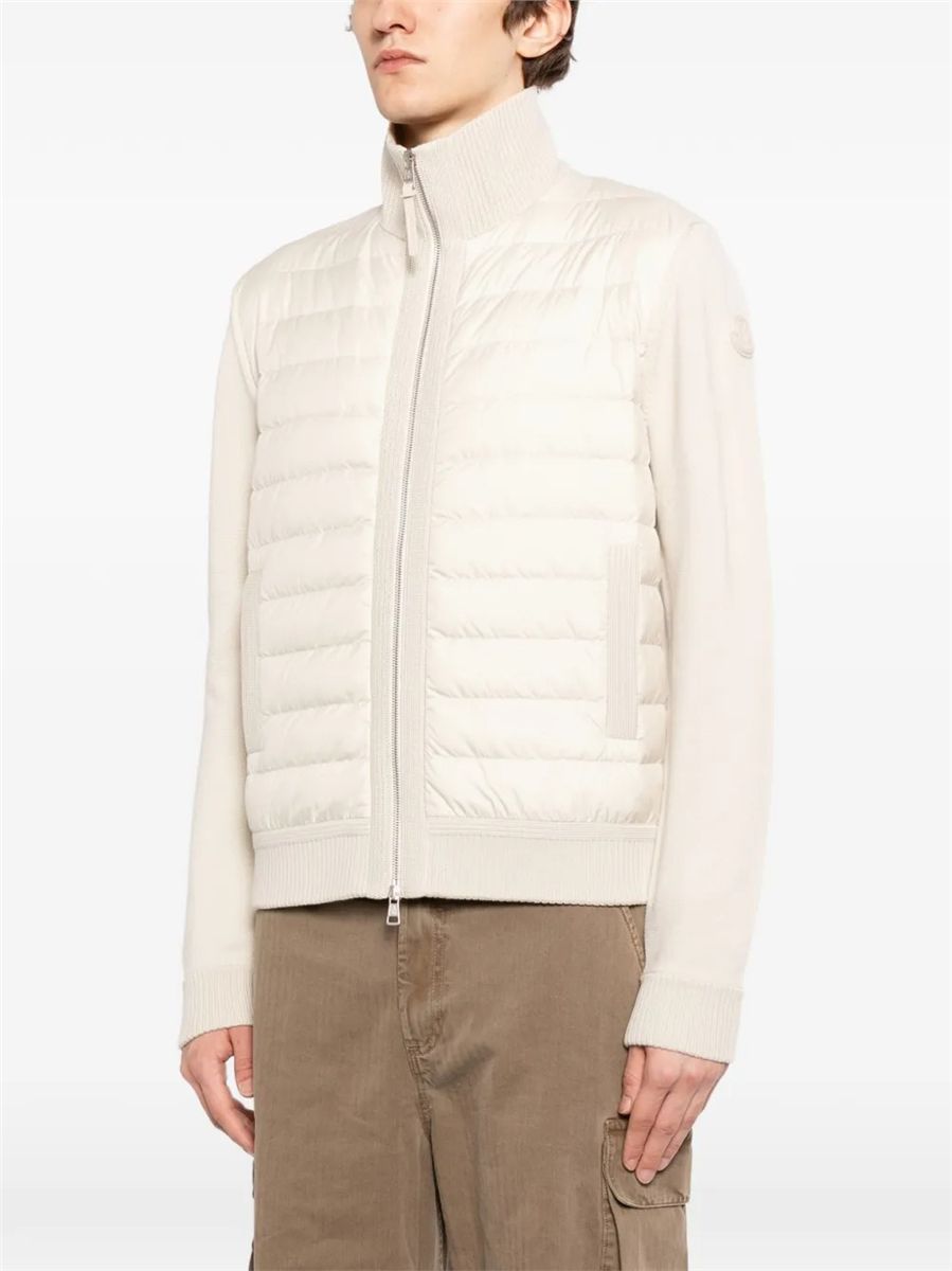 Padded zip-up wool cardigan-MONCLER-Verso