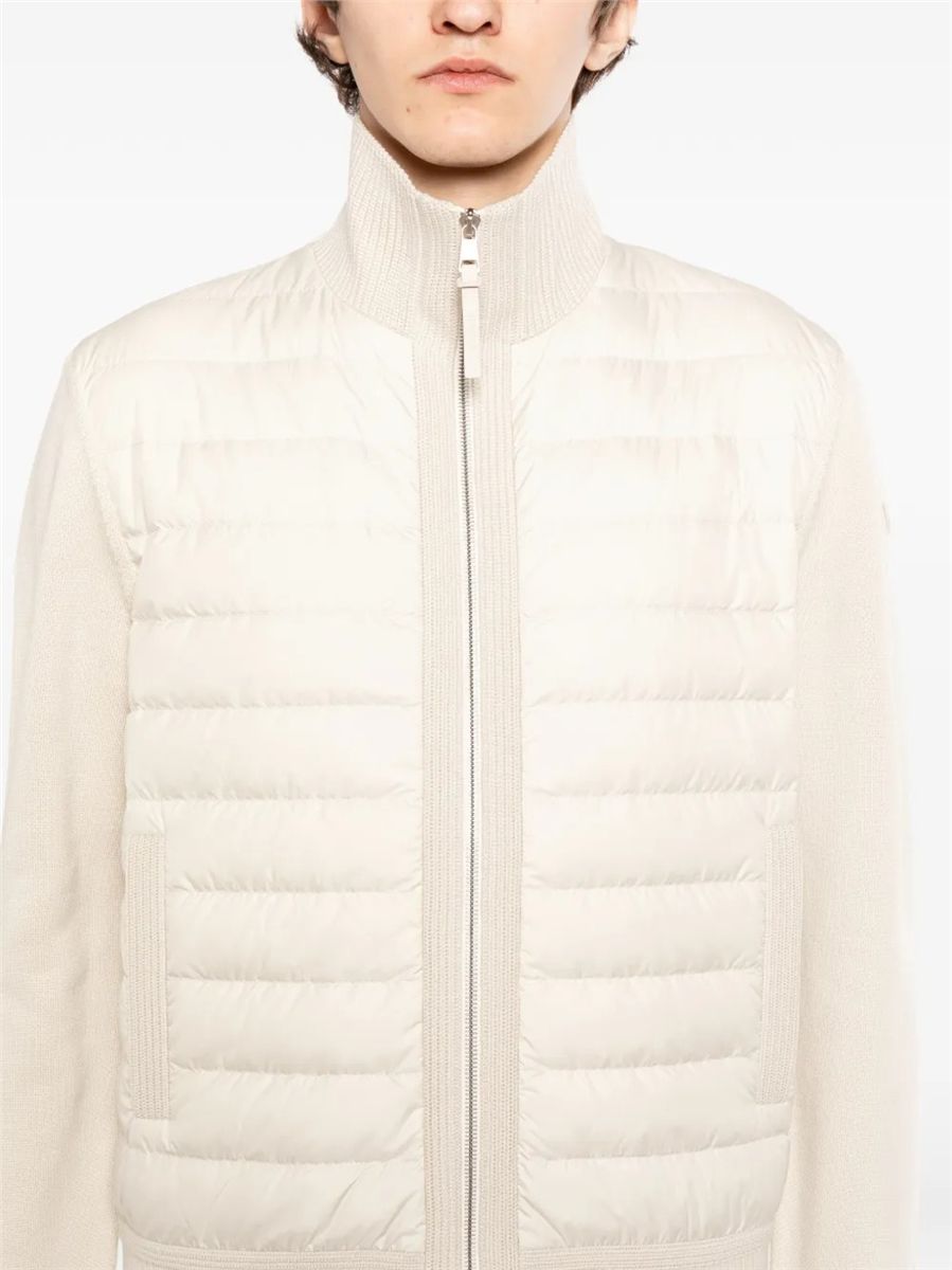 Padded zip-up wool cardigan-MONCLER-Verso