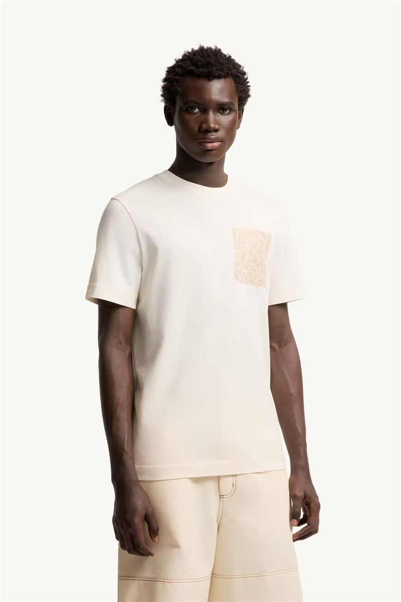 Paisley Print Cotton T-shirt-MONCLER-Verso