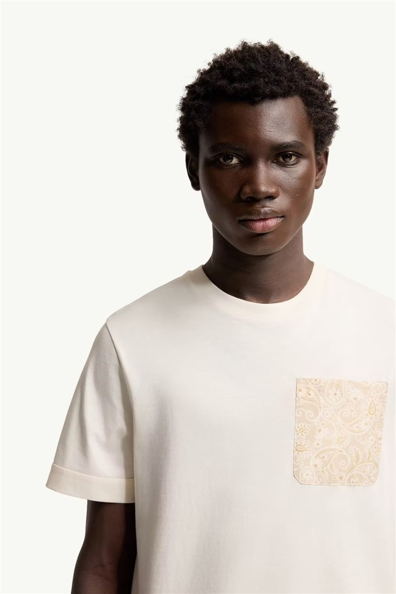 Paisley Print Cotton T-shirt-MONCLER-Verso