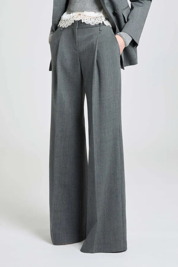 Palazzo trousers in fresco wool with yarn-dyed resca pattern-ERMANNO SCERVINO-Verso