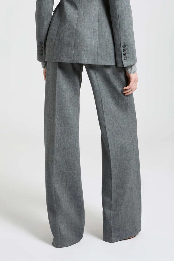 Palazzo trousers in fresco wool with yarn-dyed resca pattern-ERMANNO SCERVINO-Verso