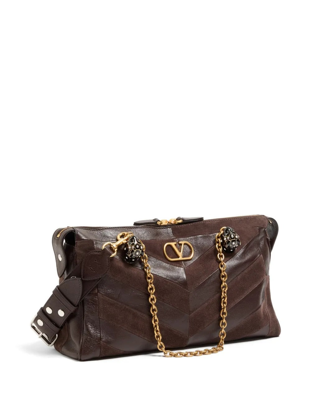 Panthea medium shoulder bag in suede and nappa with chevron motif-VALENTINO-Verso
