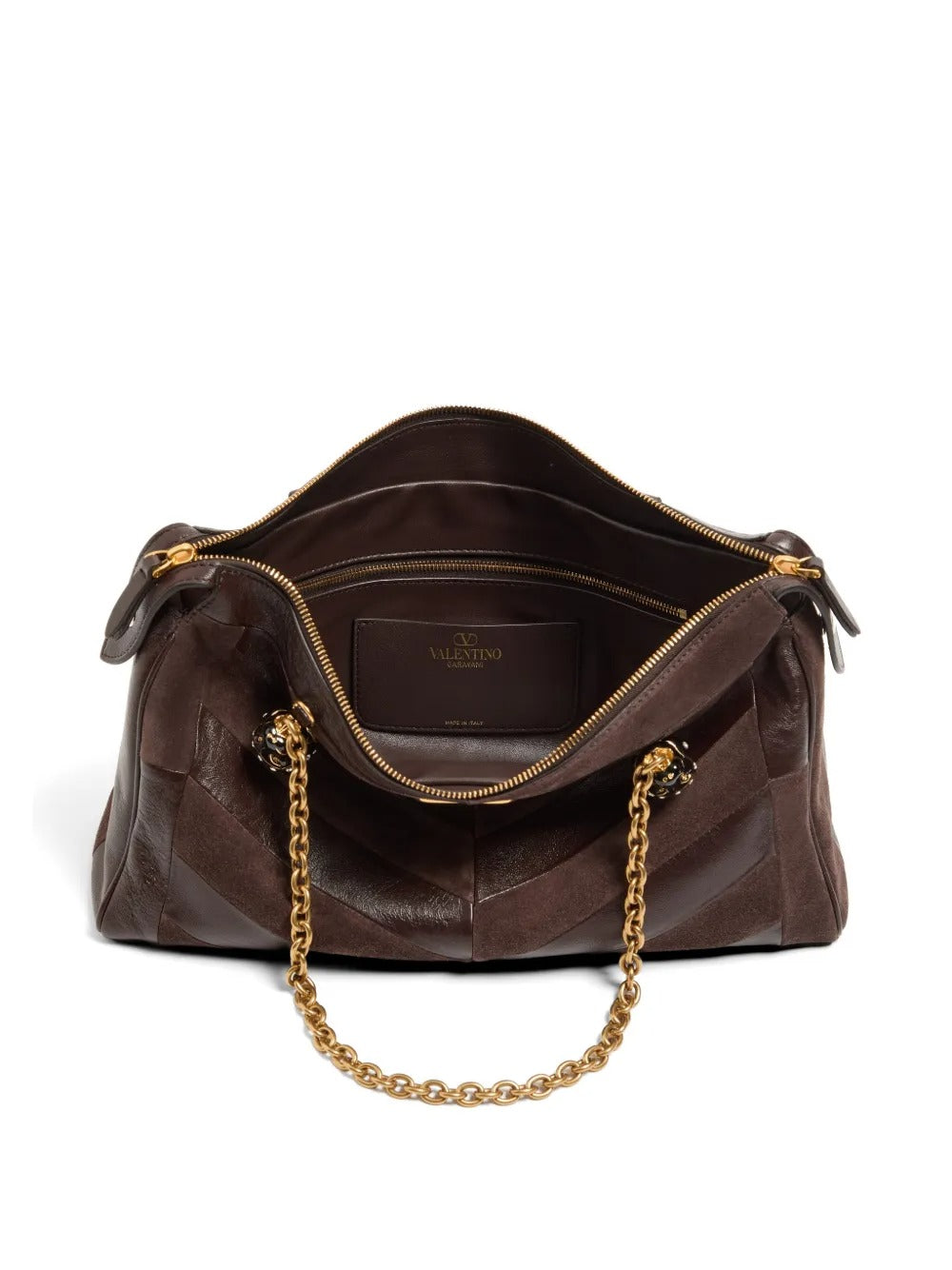 Panthea medium shoulder bag in suede and nappa with chevron motif-VALENTINO-Verso