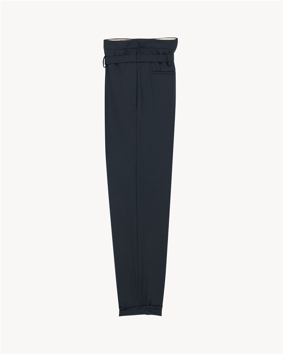 Paperbag pants in virgin wool-SAINT LAURENT-Verso